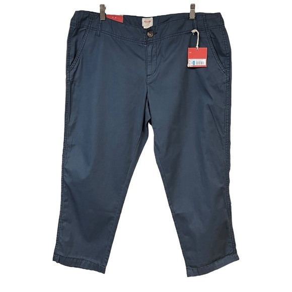 Mossimo Supply Co Crop Pants 17 Cornelian Blue Straight Mid Rise Flat Front New - Picture 1 of 7